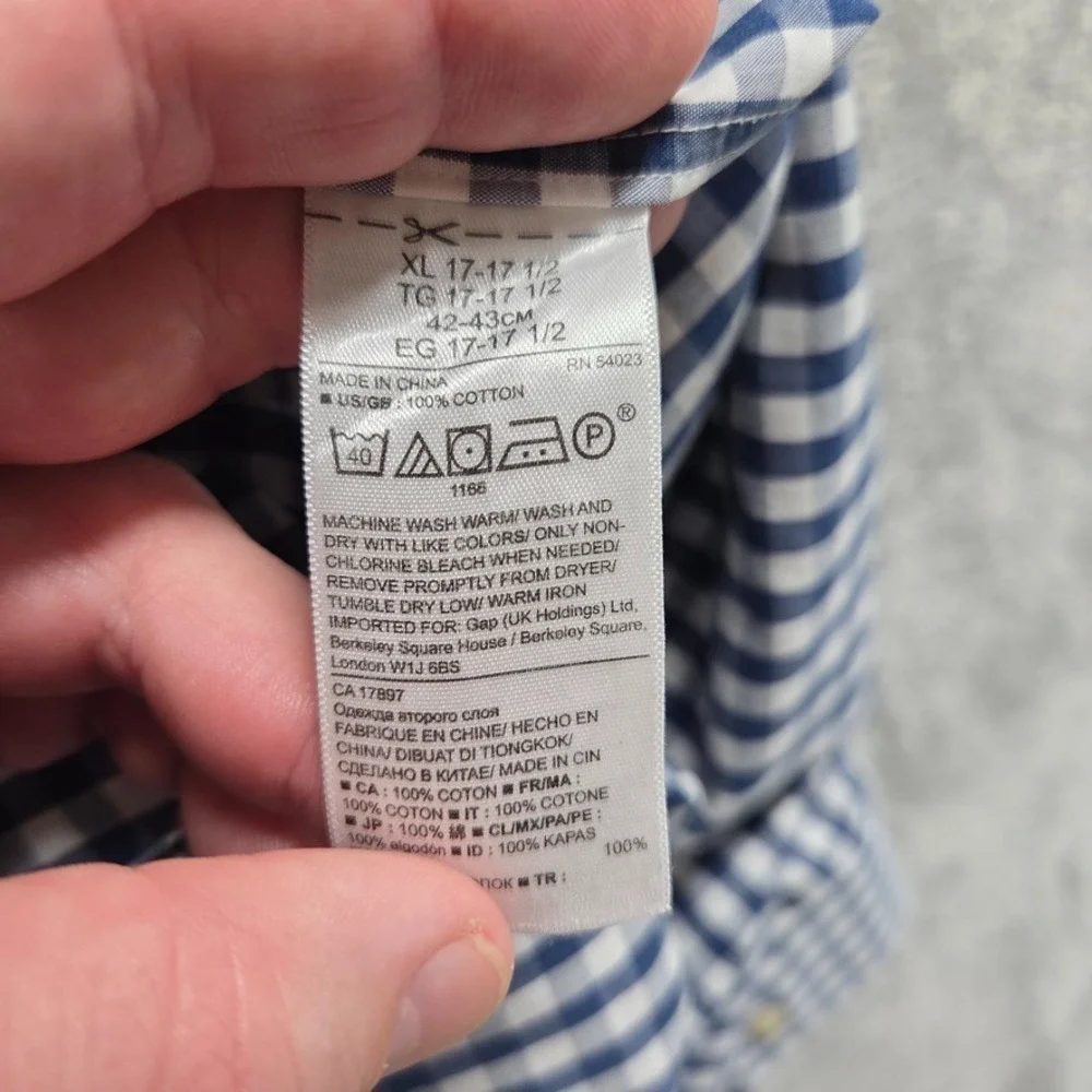 Banana Republic Shirt Mens XL Button‎ Down Blue Plaid Grant Fit Long Sleeve